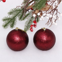 Набор шаров 10см 02шт/наб. "Глиттер" цв.т.рубин арт.201-1432