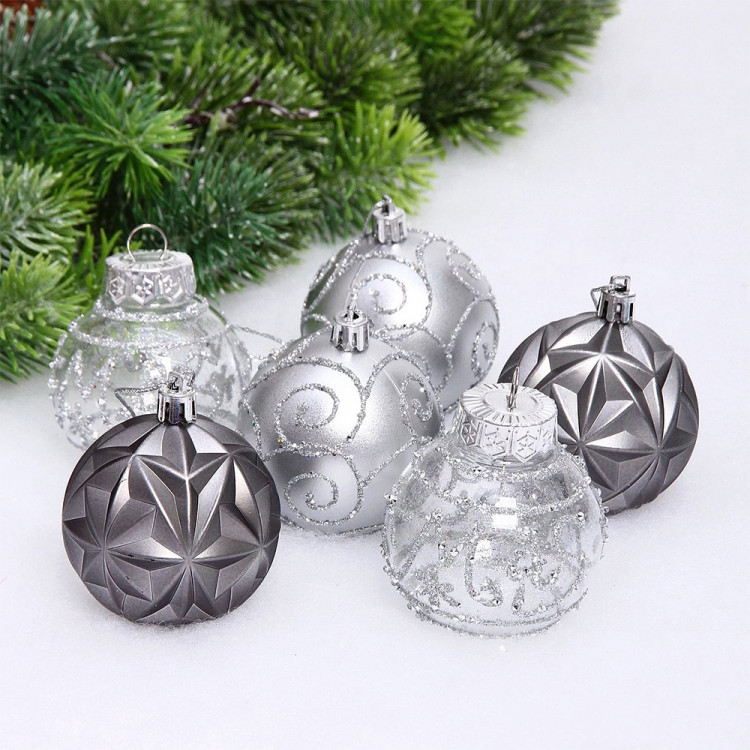 Набор шаров 06см 06шт/наб. "Фантазия" цв.графит/серебро арт.201-5139