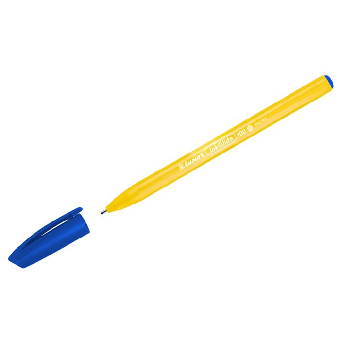 Ручка шариковая не прозрачный корпус (Luxor) "InkGlide 100 Icy" синяя, масляная, игольчатый стержень, трехгранный корпус, 0,7мм арт.16601 (Ст.50)