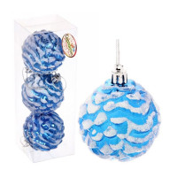 Фигурка на ёлку пластик 06см "Шишки нарядные" 03шт/наб. цв.синий/белый арт.916-703
