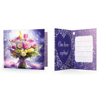 Открытка-мини "От всего сердца!" букет 6,5*6,5см арт.М-16209сф