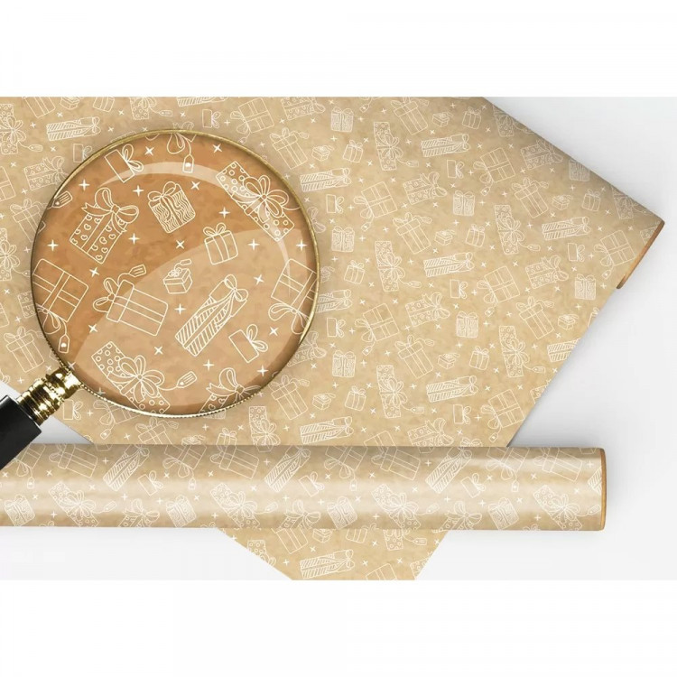 Бумага упаковочная крафт 974*674см "Рождественские подарки" арт.152502544