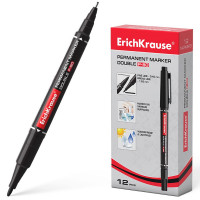 Маркер перманент ErichKrause P-80 круглый 0,45-1,65мм двусторонний черный арт.48183 (Ст.12)