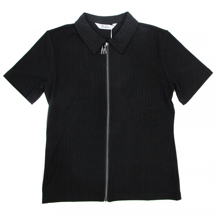 Блузка трикотажная для девочки (Делорас) короткий рукав цвет черный арт.C63571S размерный ряд 34/134-44/164