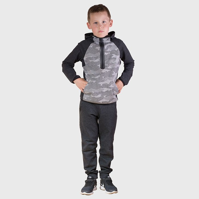 Костюм спортивный для мальчика арт.Алекс-2 размер 34/134 трикотажный цвет серый/светло-серый