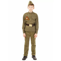 Костюм М Солдат (гимнастерка,брюки,пилотка,ремень) р.40(152) арт.2032/1 к-18-40-152