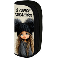 Пенал-косметичка 1 отделение Феникс Девчонка в шапке 205х90х55мм сублимационная печать арт.72108