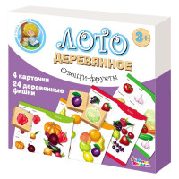 Игра настольная Лото деревянное Овощи и фрукты (ДК) арт.01996