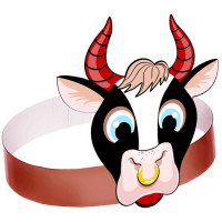 Маска карнавальная картон "Бычок с кольцом" арт.4881649