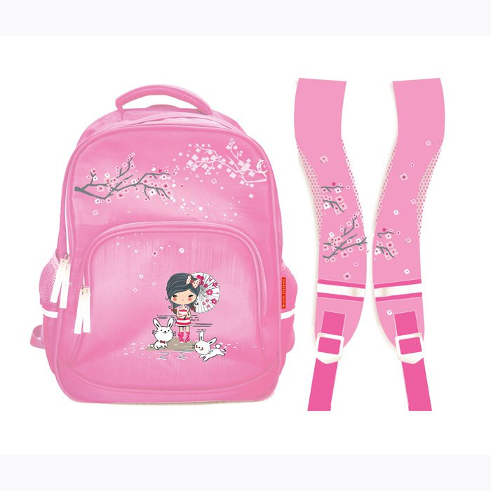 Ранец для девочек школьный (BrunoVisconti) Девочка с цветущей сакурой светло-розовый арт.12-002-085/04 30х40х19 см