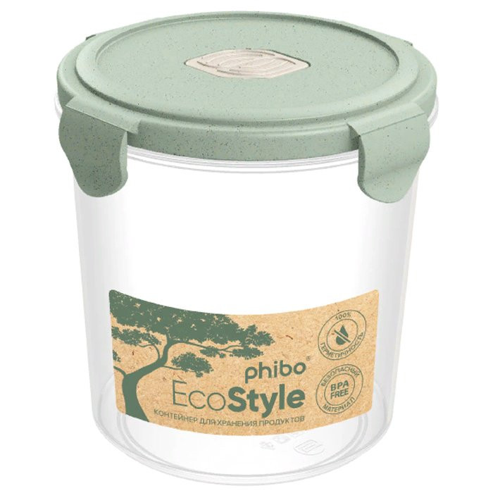 Контейнер "Eco style" для холодильника и СВЧ с клапаном 1150 мл зеленый флэк 4331 Бытпласт