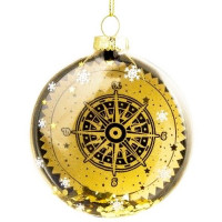 Украшение на ёлку стекло (форма Медальон) 08,5см "Компас" арт.81796