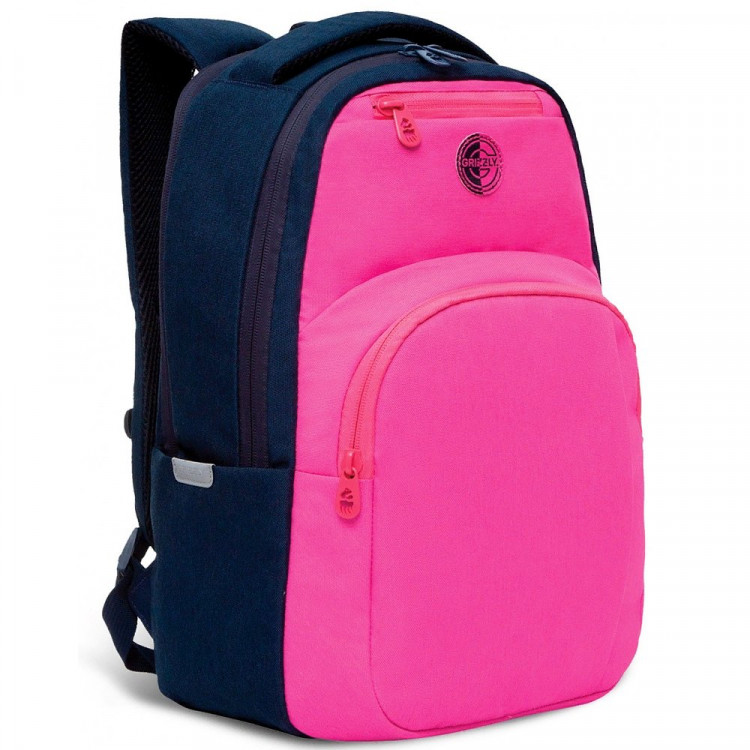 Рюкзак для девочек школьный (Grizzly) арт.RD-241-2/4 синий-фуксия 27,5х43х16см