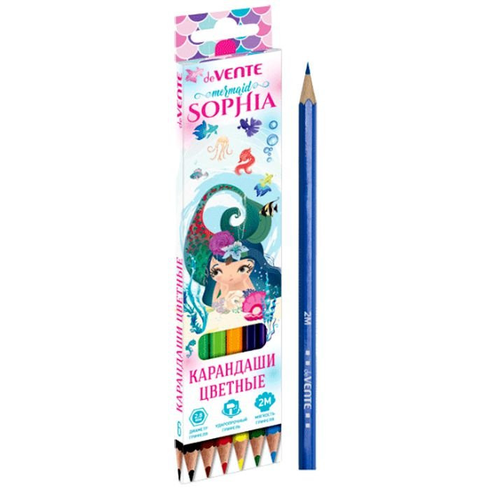 Набор карандашей цветных (deVENTE) Mermaid Sophia 6 цветов 2М 2,8мм арт.5021000