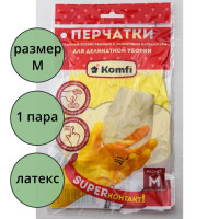 Перчатки хозяйственные латексные Komfi размер M арт. DGL017L