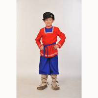 Костюм М (РУССКАЯ СКАЗКА) Иванушка (рубашка,брюки с лаптями,пояс,кепка) р.110-140 ткань арт.5080