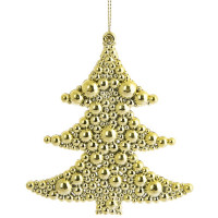 Украшение декор.подвеска пластик "Елочка" 09,5см цв.золото арт.81957