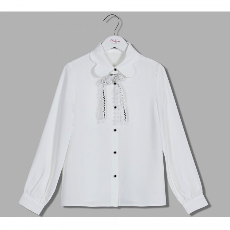 Блузка для девочки (Делорас) длинный рукав цвет белый арт.C63632 размерный ряд 34/134-44/164