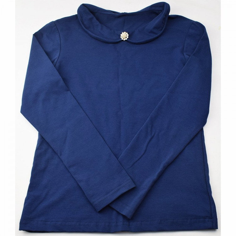 Джемпер для девочки трикотажный (Ликру) длинный рукав цвет синий арт.3026 ЖЕМЧУЖИНА размерный ряд 36/146-40/158