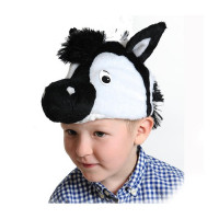 Маска-шапочка карнавальная плюш (ЖИВОТНОЕ) "Зебренок" цв.белый/черный р.52-54 арт.4017