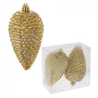 Фигурка на ёлку пластик 12см "Шишка" 02шт/наб. цв.золото арт.722852
