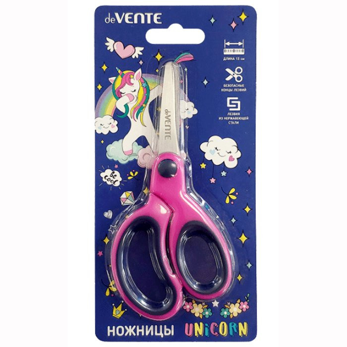 Ножницы детские 130мм прорезиненные ручки (deVENTE) Magic Unicorn арт 8010100
