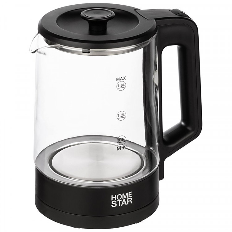 Чайник стекло 1,8л Homestar, арт. HS-1008, черный, 1500Вт