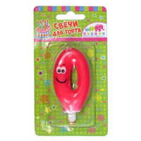 ЛИКВИДАЦИЯСвеча ЦИФРА Улыбка "0" цв. арт.Ч04716