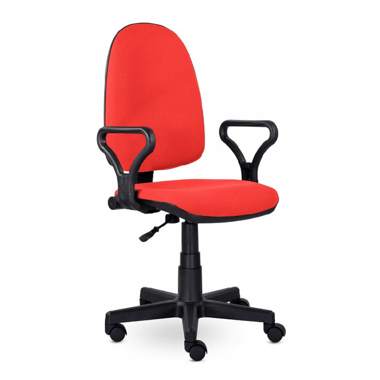 Кресло для оператора пластик/ткань PRESTIGE красный (B-09)
