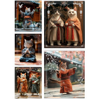 Тетрадь А5 клетка 48 листов скоба (Prof-Press) Азиатские котики лён серебро ассорти арт.Т48-6476