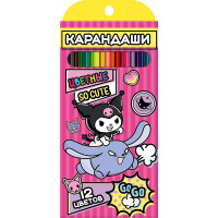 Карандаши цветные (CENTRUM) пластиковые Kuromi шестигранные 12 цветов арт.77214