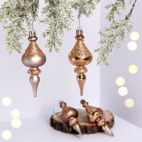 Украшение декор.подвеска пластик "Сосулька. Гламур" 10см 04шт/наб. цв.шампань арт.107-6159