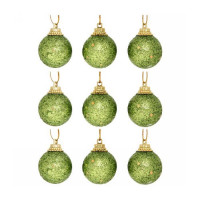 Набор шаров 03см 09шт/наб. "Посыпка из блёсток" цв.зеленый арт.201-0530