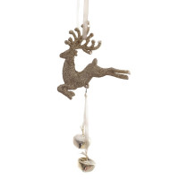 Украшение декор.подвеска пластик "Олень" 20см цв.золото арт.808078