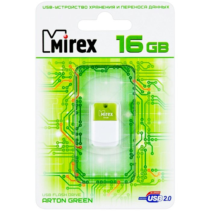 Флеш диск 16GB USB 2.0 Mirex Arton зеленый