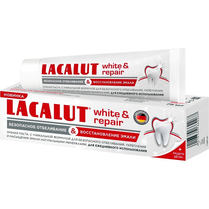 Зубная паста Lacalut 75 мл Вайт (д/поддерж.белизны зубов) (Ст.24)