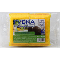 Губки для посуды 2 штуки в упаковке 100*65*20 ТМ Мистер Бульк  в пластиковой оплетке для тефлоновой посуды и стеклокерамики (Ст.20)