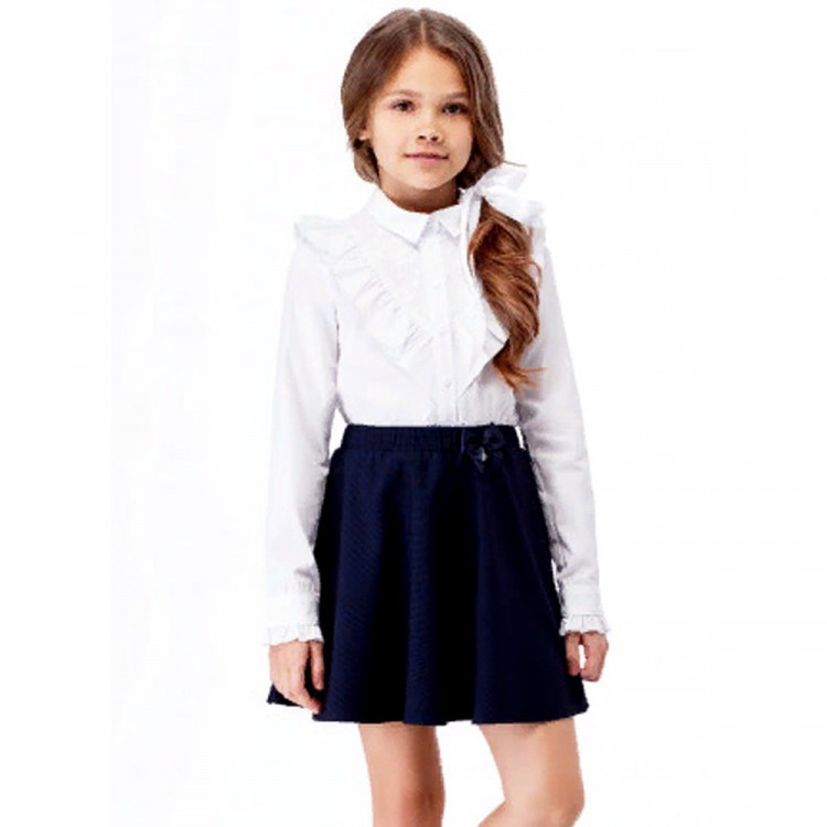 Блузка для девочки (PANDA) длинный рукав цвет белый арт.246140 размерный ряд 30/128-36/146