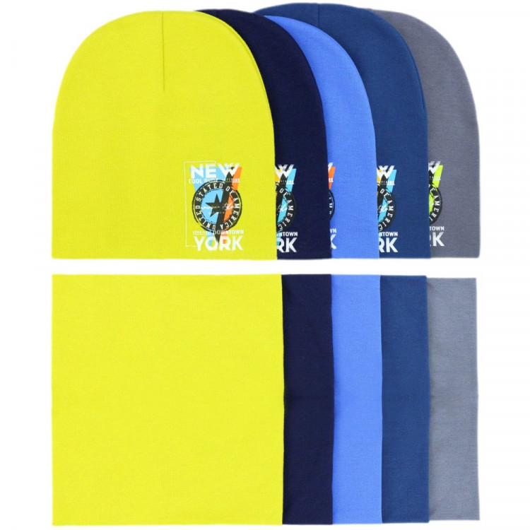 яяяКомплект демисезонный для мальчика (Полярик) арт.FT-48-72 размер 50-54 (шапка+снуд) цвет в ассортименте