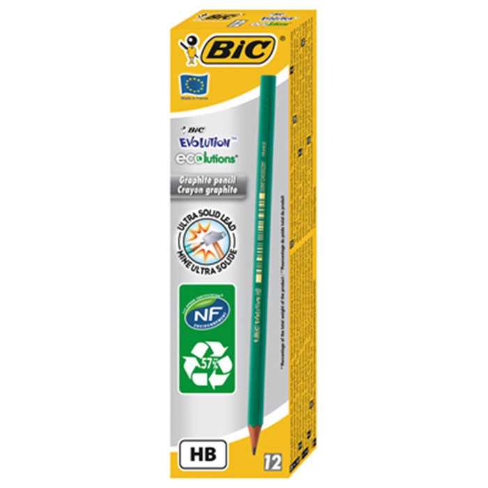 Карандаш чернографитный BIC без ластика Ecolution НВ пл/корпус арт.650 (Ст.12)