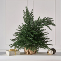 Елка настольная 90см (хвоя 100% литая, подставка пенёк+мешковина) "Шуша" арт.ЕЗШ 09