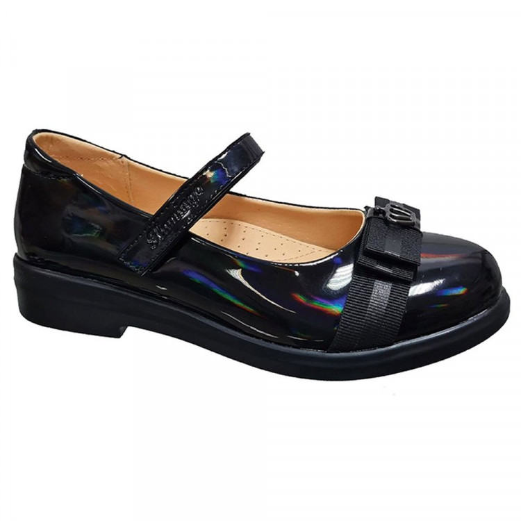 Туфли для девочки (FLAMINGO) черные верх-искусственная кожа лак подкладка-натуральная кожа размерный ряд 31-36 арт.232T-Z6-3795