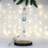 Украшение декор.подвеска пластик "Сосулька. Изящные переливы" 19см 02шт/наб. прозрачная арт.107-6129