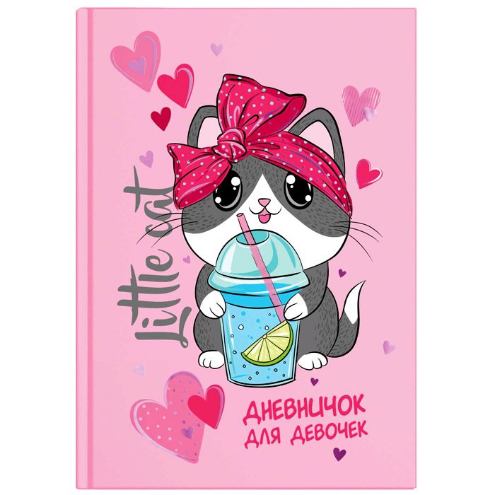 Дневничок для девочки А5 твердая обложка 48 листов (Феникс) Кошка-турист арт.59754