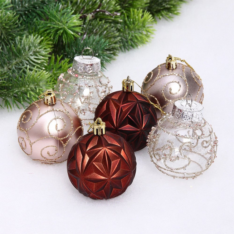 Набор шаров 06см 06шт/наб. "Фантазия" цв.шоколад/шампань арт.201-5136