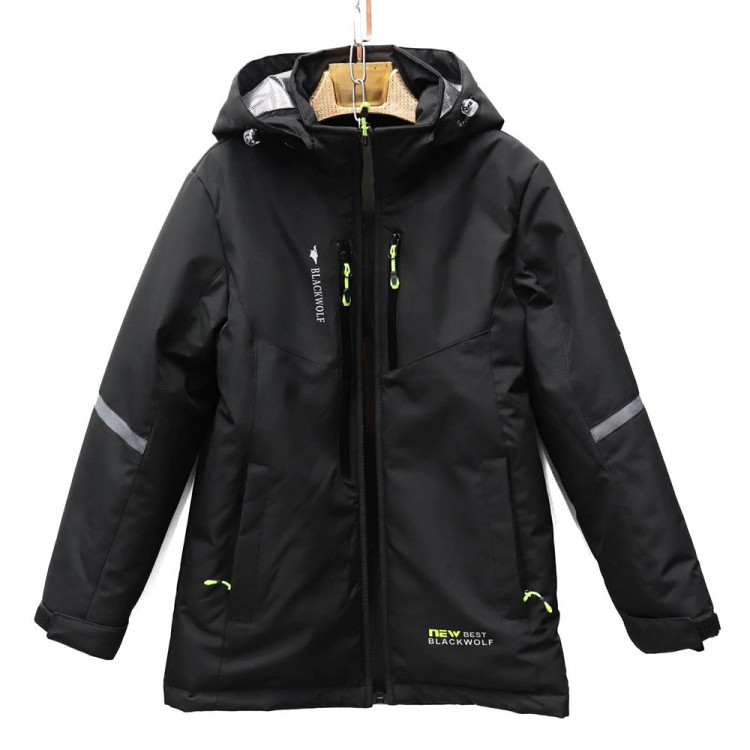 Куртка осенняя для мальчика (BWF) арт.jxx-22-61-1 размерный ряд 34/134-44/164 цвет черный