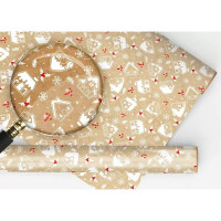 Бумага упаковочная крафт 974*674см "Пряничные домики и ягоды" арт.152502545