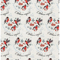 Бумага упаковочная 50*70см "Снегири" арт.214-417