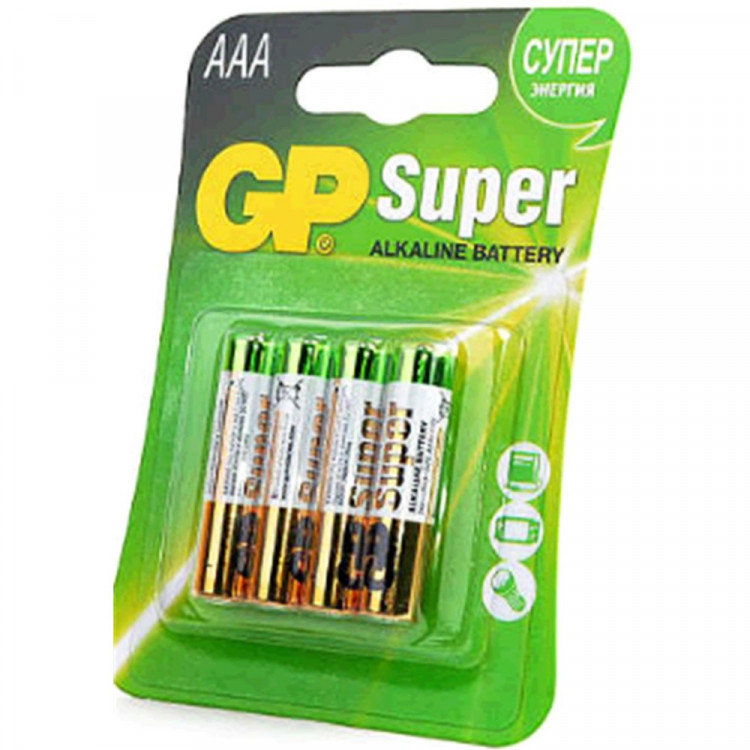 Батарейки GP Super LR03 (ААА) алкалиновые BL4 (цена за упаковку) блистер