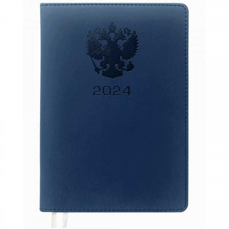 Ежедневник А5 2024 к/з deVENTE "Emblem" синий 160л., 2 ляссе арт.2232422